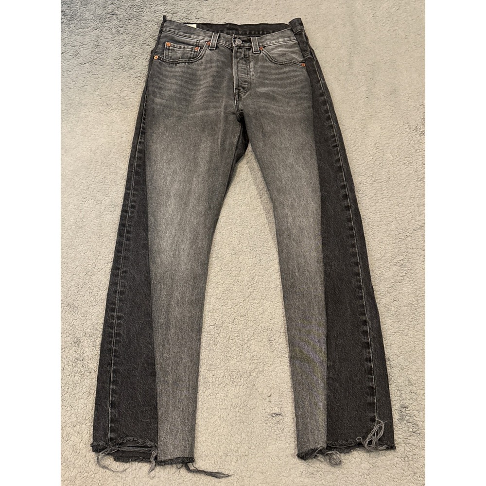 Levis Premium 501 Two Tone Black Grey Jeans Button Fly Raw Hem W26 L30